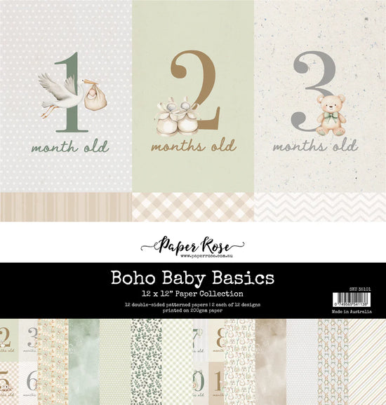 Paper Rose Boho Baby Basics 12x12 Paper Collection