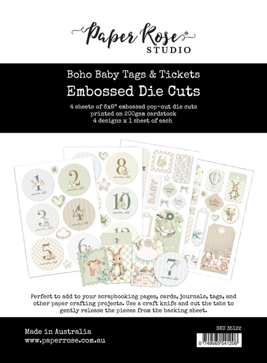 Paper Rose Boho Baby Basics Tags & Tickets Embossed Die Cuts