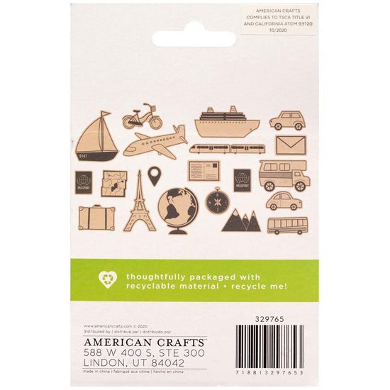 AC Sustainable Journaling Wood Shapes 20/Pkg Travel