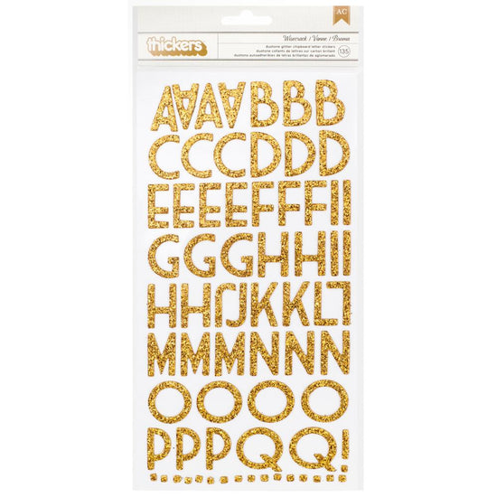 Thickers Chipboard Glitter Stickers 6"X11" Wisecrack - Gold Glitter