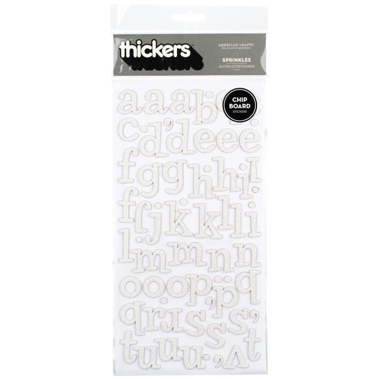 Thickers Chipboard Glitter Stickers White