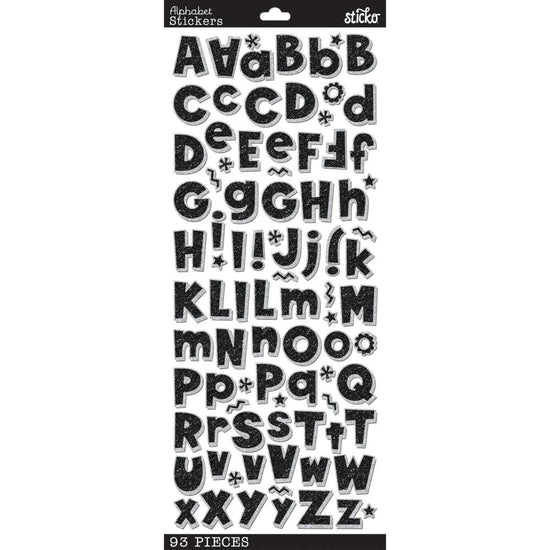 Sticko Alphabet Stickers Black Glitter