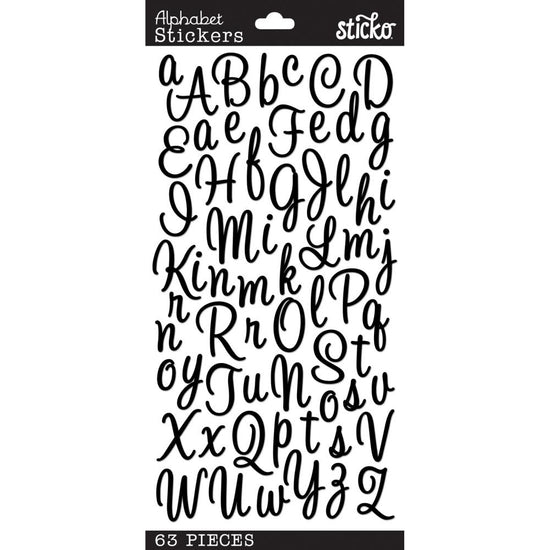 Sticko Alphabet Stickers Sweetheart Script Black