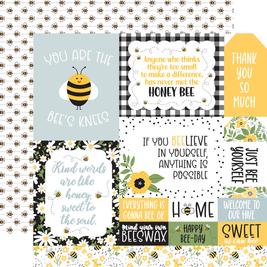 Echo Park Bee Happy: Multi Journaling Cards 12x12 Patterned Paper