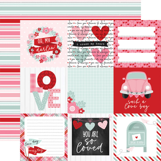 Echo Park Love Notes: 4x4 Journaling Cards 12x12 Patterned Paper