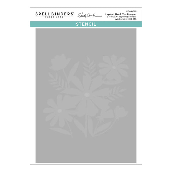 Spellbinders THANK YOU BOUQUET 3D FOLDER AND STENCIL BUNDLE FROM THE TABBED CLASSICS COLLECTION BY WENDY VECCHI
