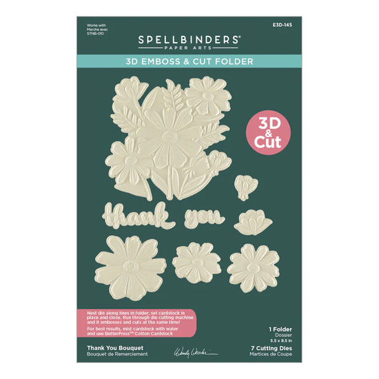 Spellbinders THANK YOU BOUQUET 3D FOLDER AND STENCIL BUNDLE FROM THE TABBED CLASSICS COLLECTION BY WENDY VECCHI