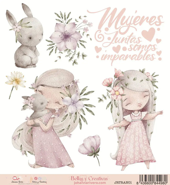 Transfer 18x20cm bellas pequeñas. Cute