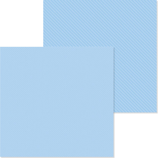 Doodlebug Petite Prints Dot/Stripe Cardstock 12"X12"-Bubble Blue