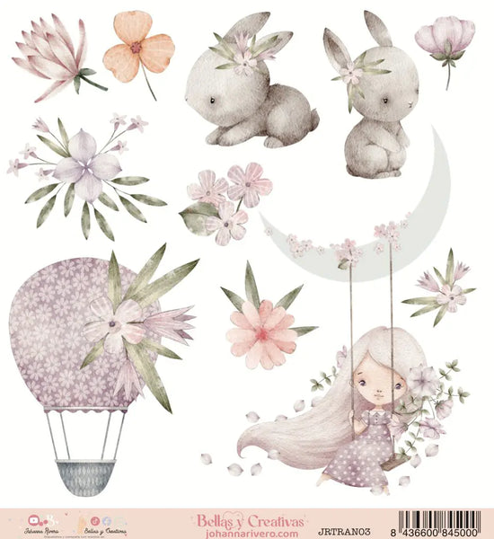 Transfer 18x20cm luna pequeñas. Cute