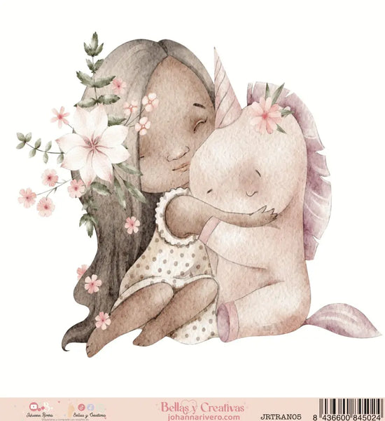 Transfer panel grande Bella+ Unicornio. Cute