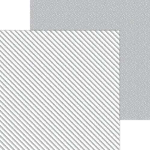 Doodlebug Design - Monochromatic Collection - 12 x 12 Double Sided Paper - Stone Gray Candy Stripe