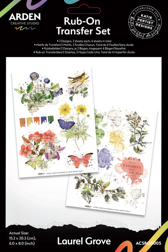 Arden Creative Studio Laurel Grove 6in x 8in Rub-On Transfer Set
