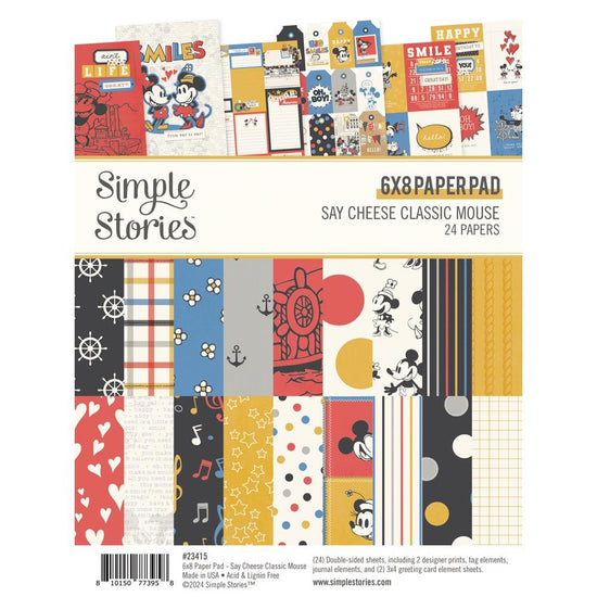 Simple Stories Double-Sided Paper Pad 6"X8" 24/Pkg Say Cheese Classic Mouse