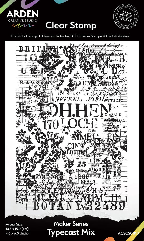 Arden Creative Studio Maker Series Typecast Mix  4in x 6in Background Stamp