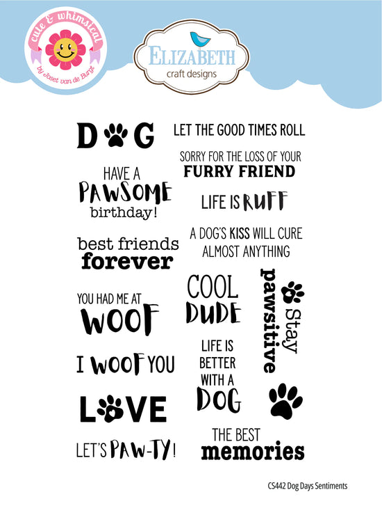 Elizabeth Craft Dog Day Sentiments Stamp