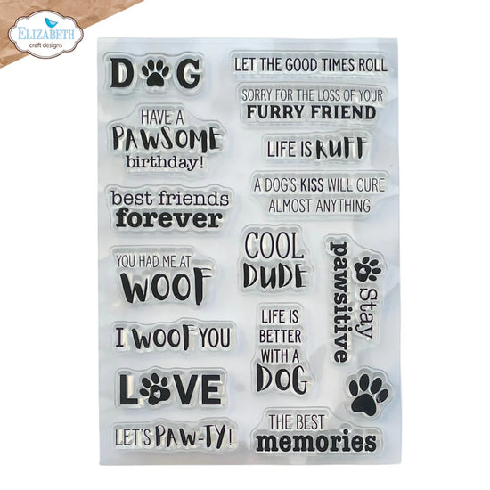 Elizabeth Craft Dog Day Sentiments Stamp