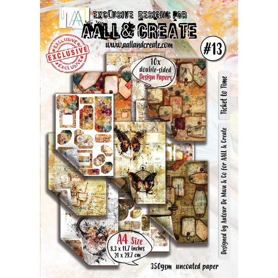 AALL And Create Design Double-Sided Cardstock A4 10/Pkg Ticket to Time