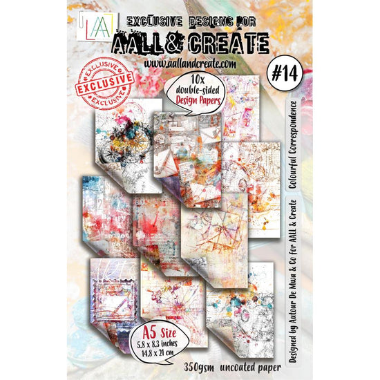 AALL And Create Design Double-Sided Cardstock A5 10/Pkg Colourful Correspondence