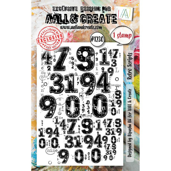 AALL And Create A7 Photopolymer Clear Stamp Set Retro Scripts