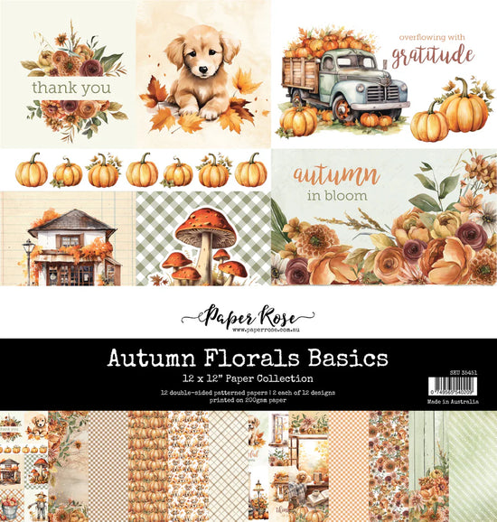 Paper Rose Autumn Florals Basics 12x12 Paper Collection