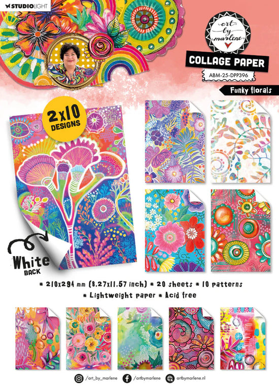 Art by Marlene Collage Paper Funky florals Art By Marlene 210x294x8mm 20 Sheets