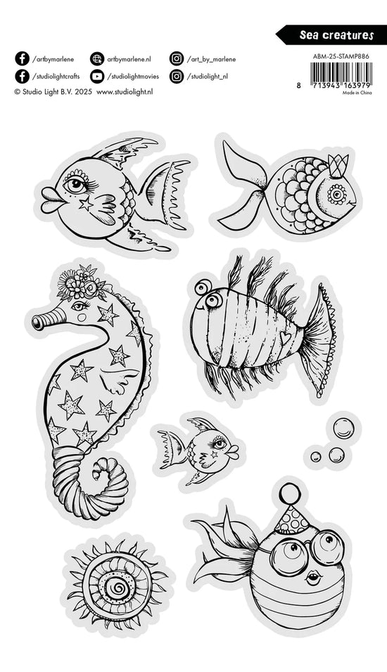 Art by Marlene Clear Stamp Sea creatures Art By Marlene 148x210x3mm 8 Pieces
