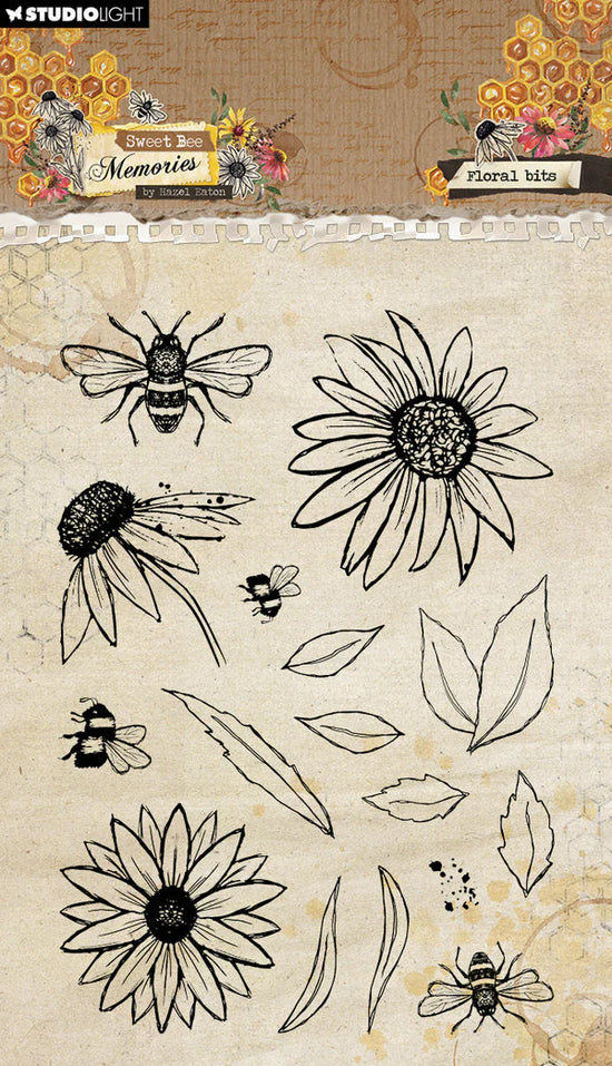 Studio Light Clear Stamp Floral Bits Sweet Bee Memories 16 PC