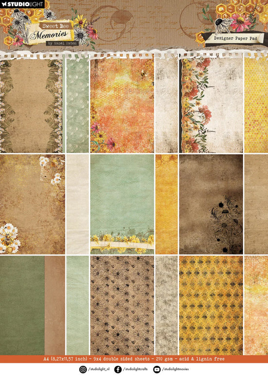 Studio Light Design Paper Pad Background Sweet Bee Memories 36 SH