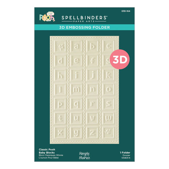 Spellbinders CLASSIC POOH BABY BLOCKS 3D EMBOSSING FOLDER WITH SIMPLE STORIES