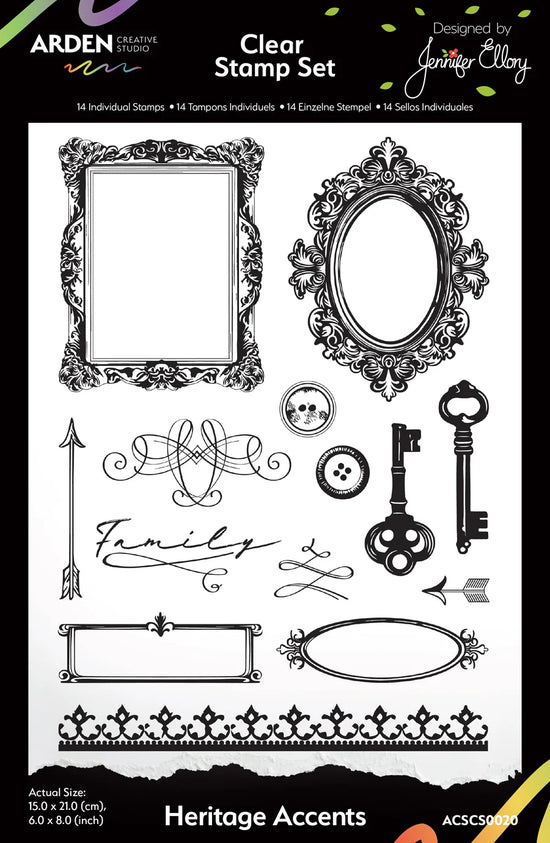 Arden Creative Studio Heritage Accents 6in x 8in Clear Stamp Set