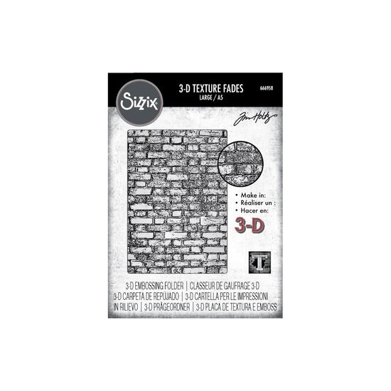 Sizzix 3D Texture Fades A5 Embossing Folder By Tim Holtz Brickwork 