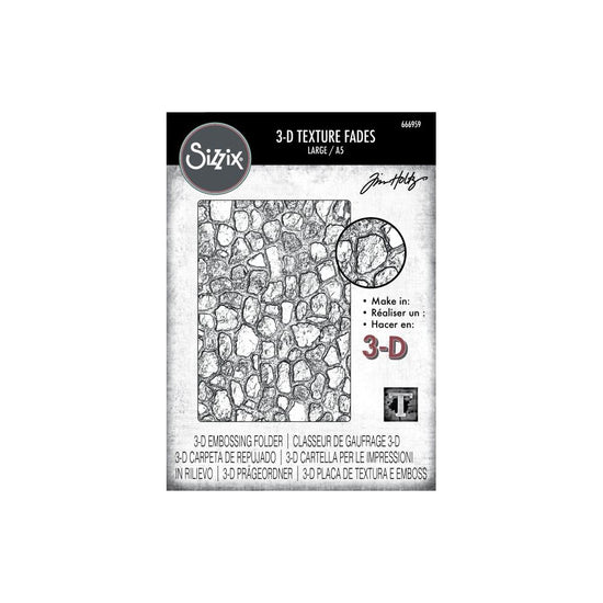 Sizzix 3D Texture Fades A5 Embossing Folder By Tim Holtz Cobblestone 