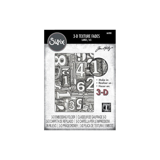 Sizzix 3D Texture Fades A5 Embossing Folder By Tim Holtz Numbered 