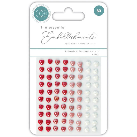 Craft Consortium Adhesive Enamel Hearts 80/Pkg Assorted Colors