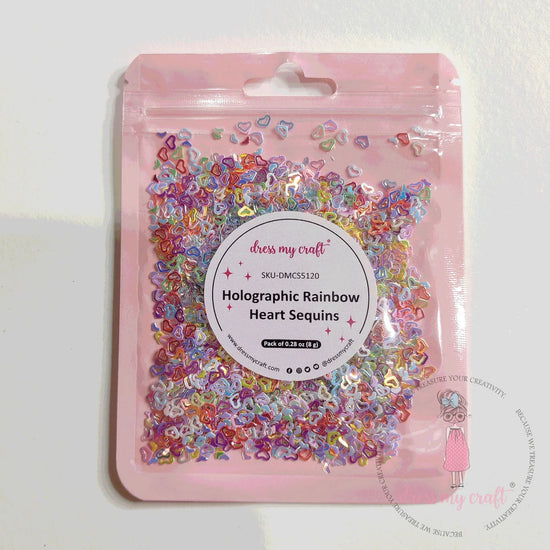 Dress My Craft - Holographic Rainbow Heart Sequins