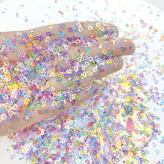 Dress My Craft - Holographic Rainbow Heart Sequins