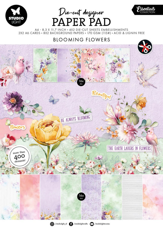 Studio Light Die-Cut Paper Pad Flowers Essentials 28 Sheets