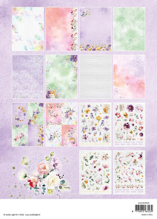 Studio Light Die-Cut Paper Pad Flowers Essentials 28 Sheets