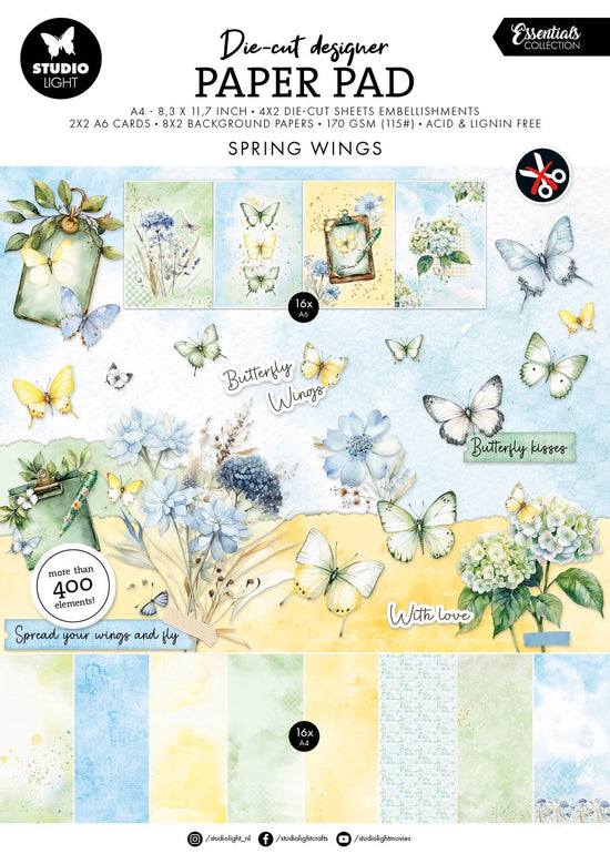 Studio Light Die-Cut Paper Pad Butterflies Essentials 28 Sheets