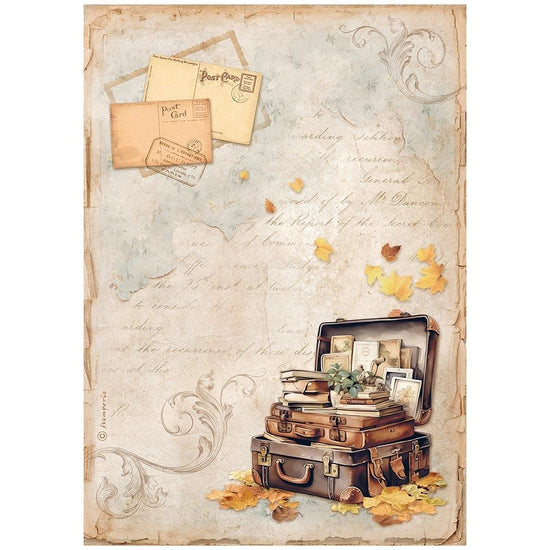 Stamperia Rice Paper Sheet A4 Golden Harmony Suitcase