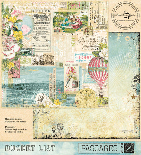 Blue Fern Studios Passages: Bucket List - 12x12 Double-Sided Patterned Paper