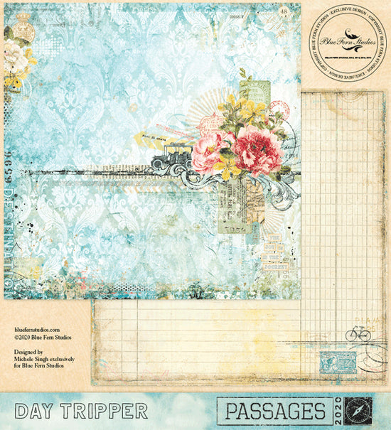 Blue Fern Studios Passages: Day Tripper - 12x12 Double-Sided Patterned Paper