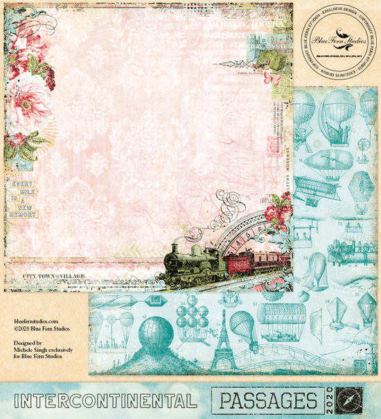 Blue Fern Studios Passages: Intercontinental - 12x12 Double-Sided Patterned Paper