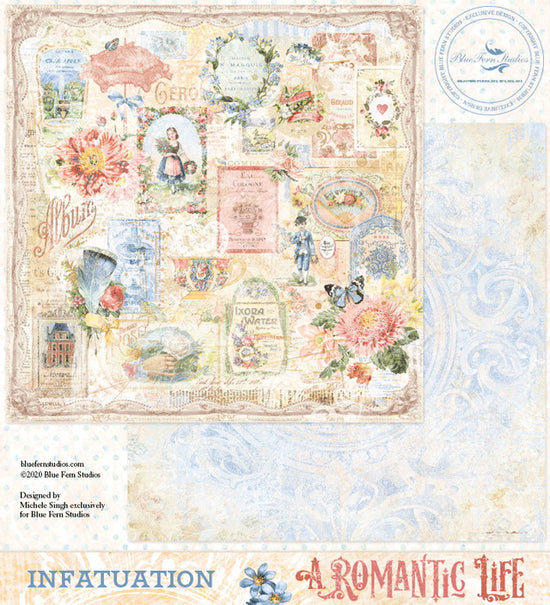 Blue Fern Studios A Romantic Life: Infatuation - 12x12 Double-Sided Patterned Paper