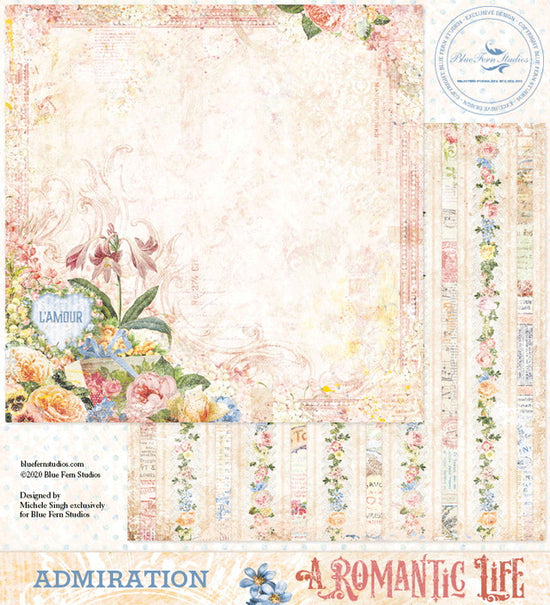 Blue Fern Studios A Romantic Life: Admiration - 12x12 Double-Sided Patterned Paper