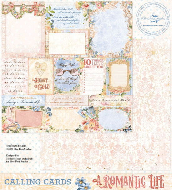 Blue Fern Studios A Romantic Life: Calling Cards - 12x12 Double-Sided Patterned Paper