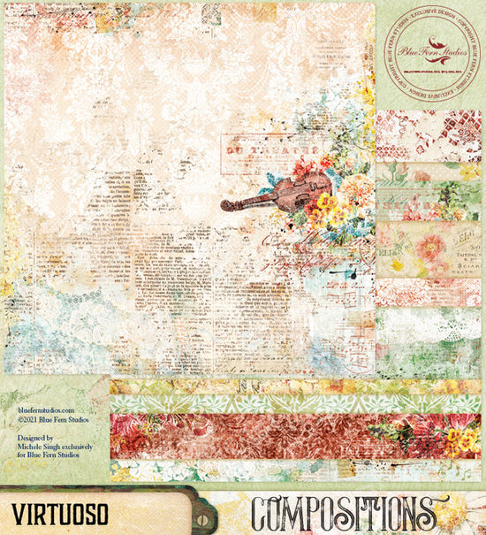 Blue Fern Studios Compositions: Virtuoso - 12x12 Double-Sided Patterned Paper