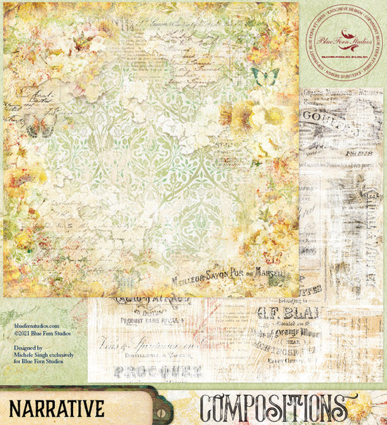 Blue Fern Studios Compositions: Narrative - 12x12 Double-Sided Patterned Paper