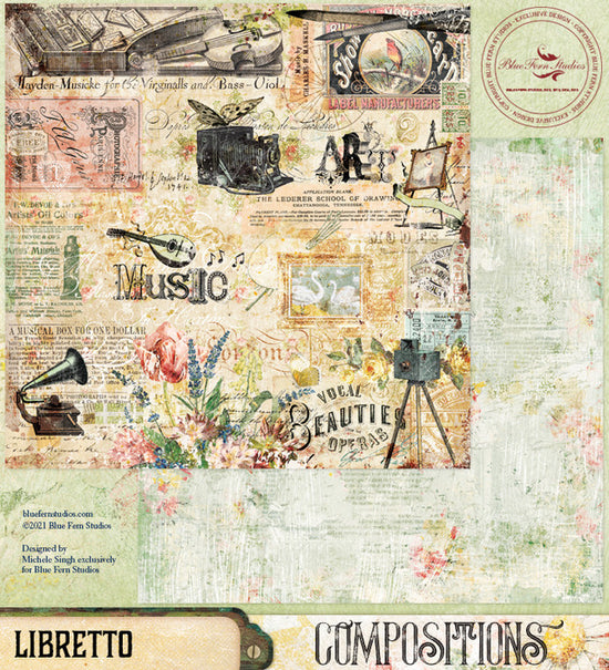 Blue Fern Studios Compositions: Libretto - 12x12 Double-Sided Patterned Paper
